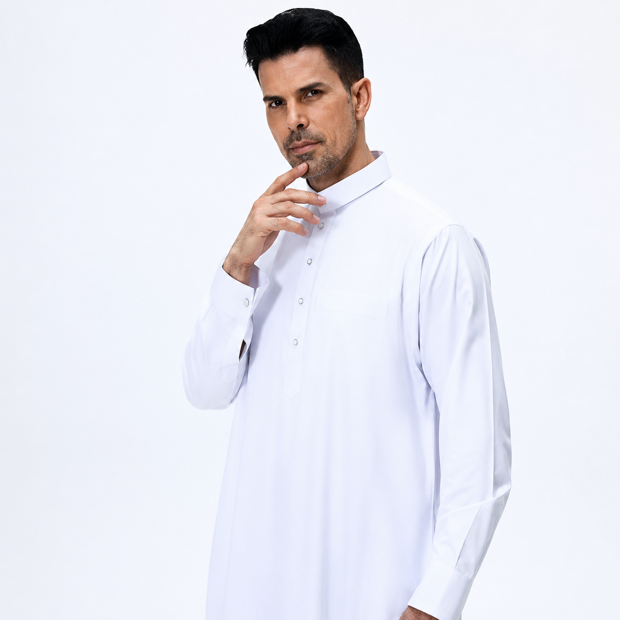 White Saudi Thobe - Traditional Muslim Men's Robe